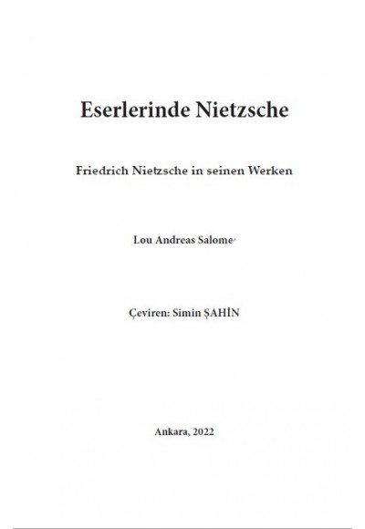 Eserlerinde Nietzsche (Friedrich Nietzsche in seinen Werken) Lou Andreas Salome