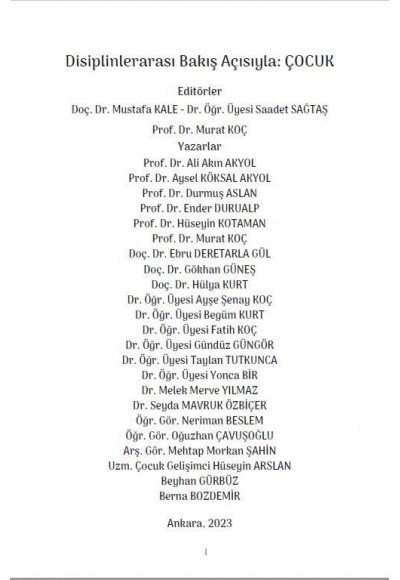 Disiplinlerarası Bakış Açısıyla: ÇOCUK