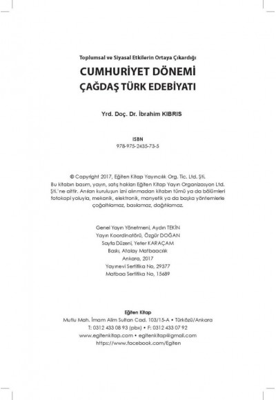 CUMHURİYET DÖNEMİ ÇAĞDAŞ TÜRK EDEBİYATI - İbrahim KIBRIS