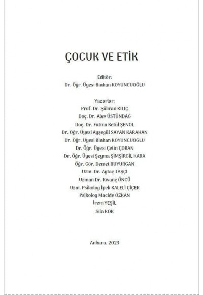 ÇOCUK VE ETİK