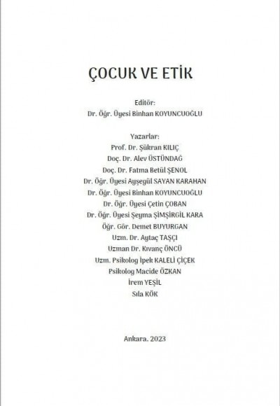 ÇOCUK VE ETİK