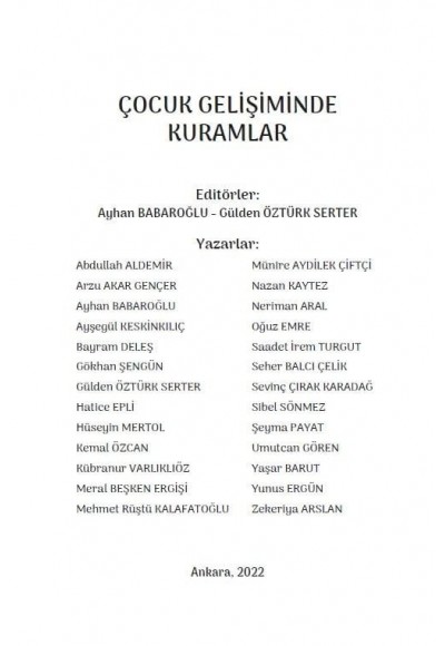 ÇOCUK GELİŞİMİNDE KURAMLAR