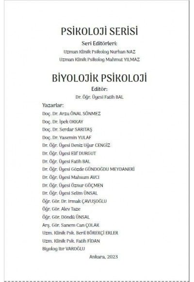 BİYOLOJİK PSİKOLOJİ