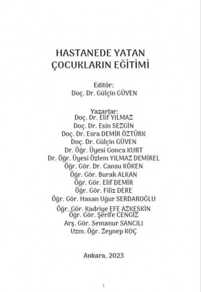 HASTANEDE YATAN ÇOCUKLARIN EĞİTİMİ