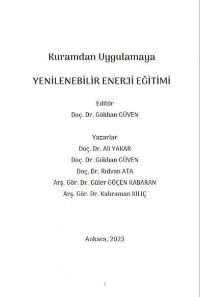 Kuramdan Uygulamaya YENİLENEBİLİR ENERJİ EĞİTİMİ