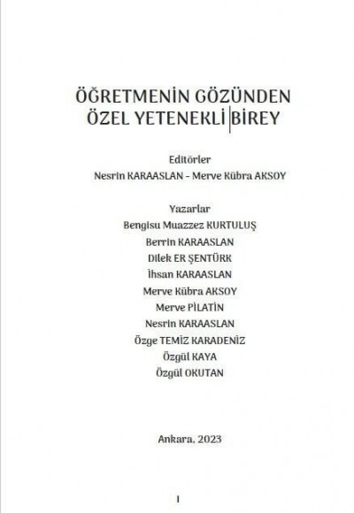 ÖĞRETMENİN GÖZÜNDEN ÖZEL YETENEKLİ BİREY