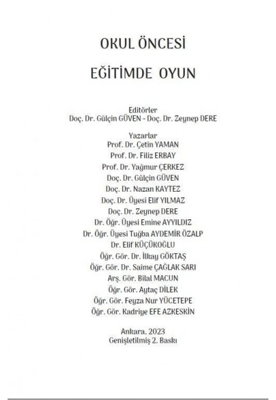 OKUL ÖNCESİ EĞİTİMDE OYUN