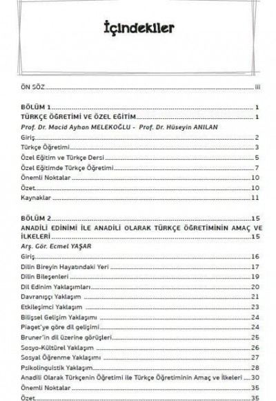 ÖZEL EĞİTİMDE TÜRKÇE ÖĞRETİMİ ''Özel Eğitim ve Kaynaştırma/Bütünleştirme Sınıfları İçin''