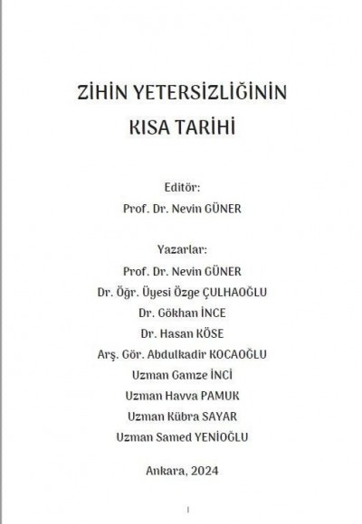 ZİHİN YETERSİZLİĞİNİN KISA TARİHİ