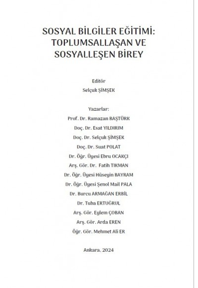 SOSYAL BİLGİLER EĞİTİMİ: TOPLUMSALLAŞAN VE SOSYALLEŞEN BİREY