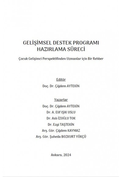 GELİŞİMSEL DESTEK PROGRAMI HAZIRLAMA SÜRECİ "Çocuk Gelişimci Perspektifinden Uzmanlar için Bir Rehber"