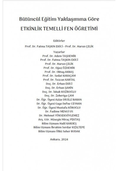 Bütüncül Eğitim Yaklaşımına Göre ETKİNLİK TEMELLİ FEN ÖĞRETİMİ